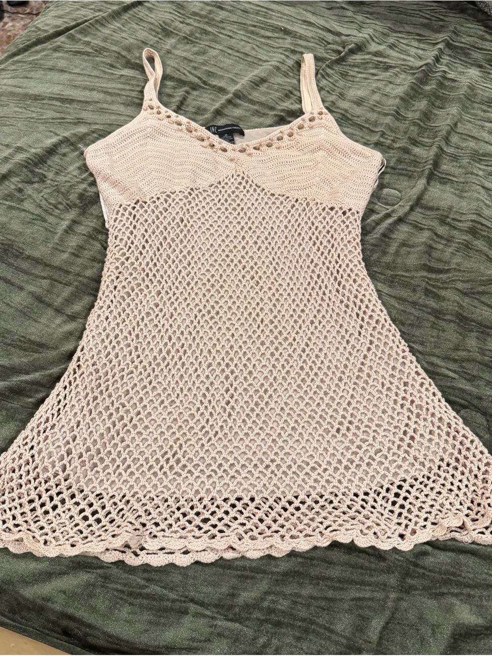INC International Concepts Cream Crochet Mesh Camisole